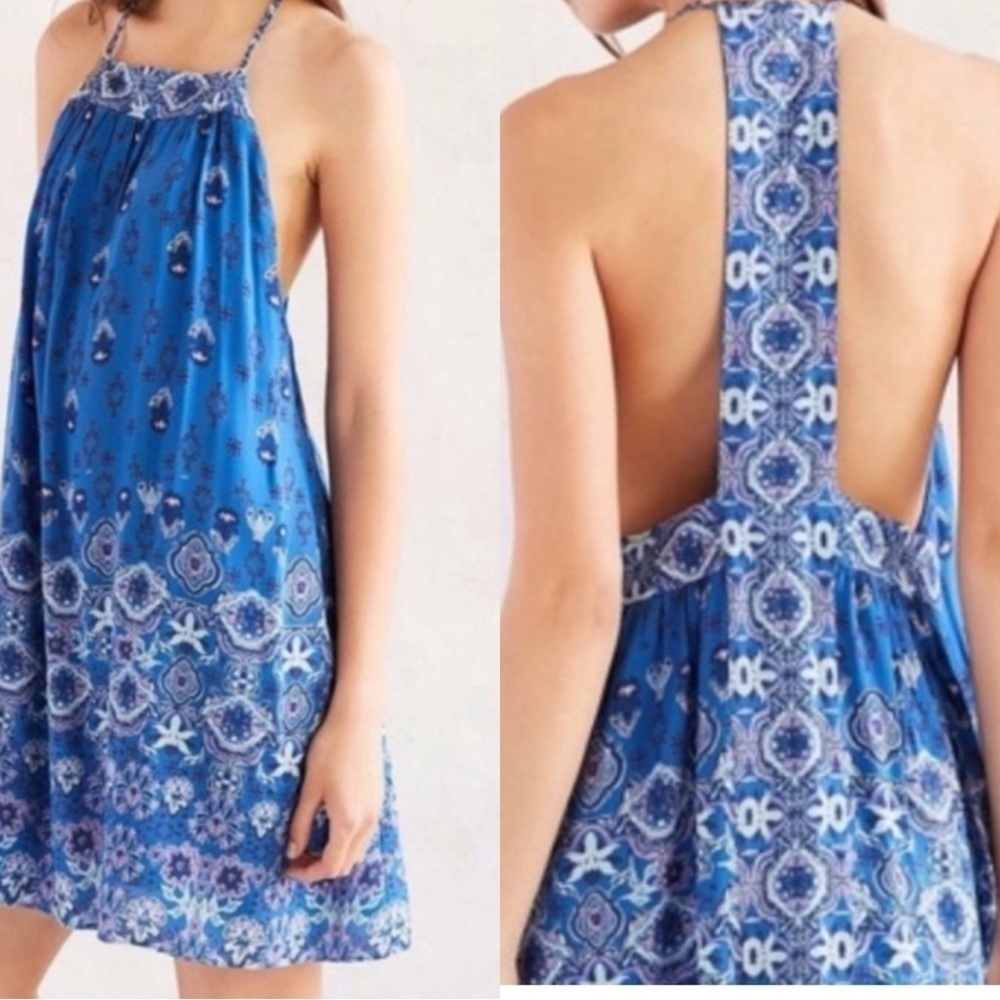 Ecote Urban Outfitters Gigi Blue and White Sleeveless T Back Mini Dress Size XS